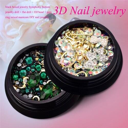 2 Box 3D Nail Jewelry Colorful Mixed Acrylic Tip Diamond Flat Jewel Stone Nail Rhinestone Manicure DIY Nail Art Decoration (bow