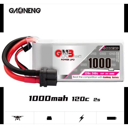 2PCS GAONENG GNB 1000mAh 2S 7.4V 120C Light Weight Lipo Battery XT30 Plug for FPV Racing Drone 4 axis RC Quadcopter RC Drone