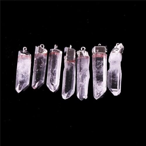 24pcs/lot Natural Stone Irregular Size Random Clear Quartz Rock Crystal Point Pendants Charms for Necklace Free Shipping