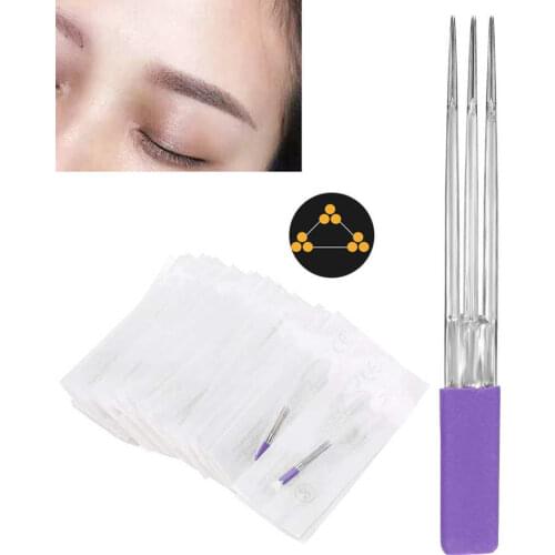 30pcs Manual Tattoo Needles Makeup Microblading Semi-Permanent Eyebrow Tattoo Needle foe Manual Pen Make up Accessories 3 x 3RL