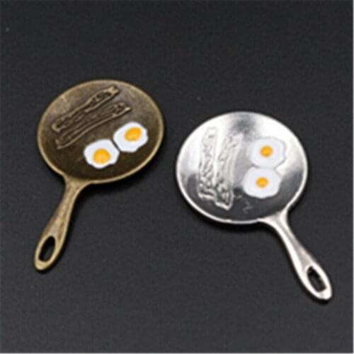 6pcs Breakfast Pan Charm Earrings Necklace DIY Handmade Fashion Jewelry Alloy Pendants 42*25mm A561