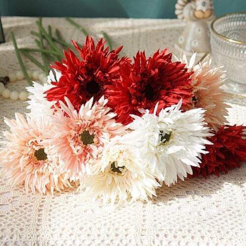 80%HOTFaux Gerbera Flower Beautiful Special Attractive Artificial Chrysanthemum Flower Decoration for Home