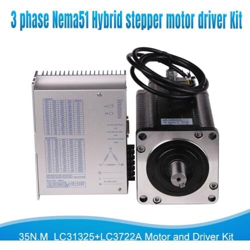 AC 3 Phase 130mm Nema51 Hight torque 35N.M 6.9A Hybrid stepper motor LC31325+ LC3722A microstep controller step drive kit