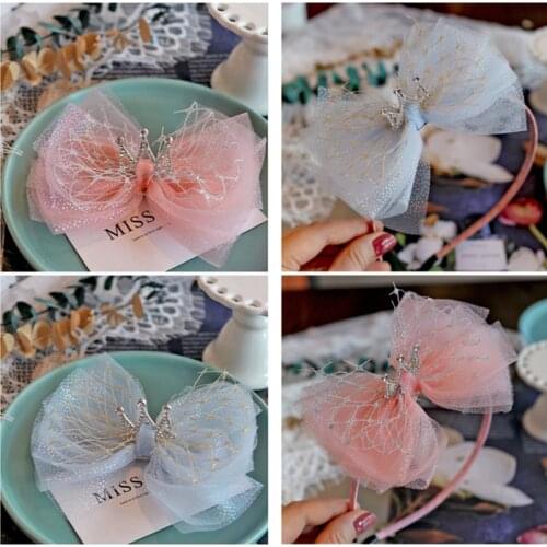 8pcs/lot Children Hair Accessories Three-dimensional Bow Hairpin Crown For Kids Bow Hairbands Girls Bows Hair Headdress