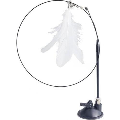 Cats Wand Toy Good Tenacity Pet Interaction Recreational Cats Teaser Feather Stick Toy with Suction Cup Cats Training Supplies