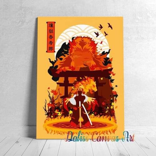 Anime Canvas Kyojuro Rengoku Pictures Home Decoration Paintings Poster HD Prints Wall Art Modular Living Room Framed