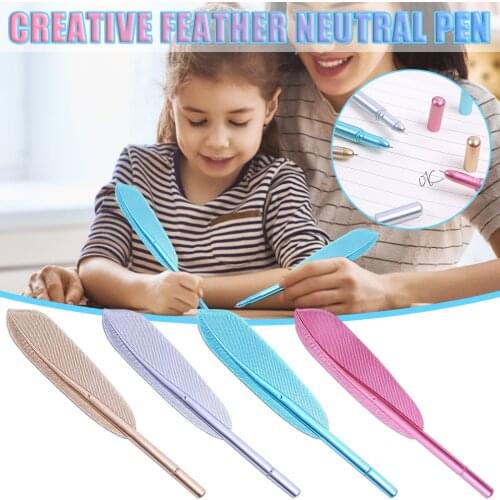 Beautiful Feather Personal Stationery Creative Office Gel Pen 0.5mm Black Pen2ml School Stationery Supplies Gel Pens Tools