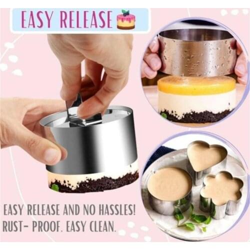 DIY Stainless Steel 3d Round Cake Molds Circle/Square/Flower/Heart Desserts Creative Birthday Party Handmake Kitchen Supplies