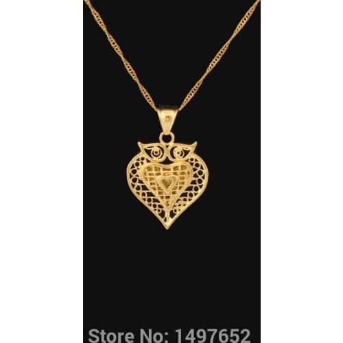 / Gold Color Pendant & Necklace Heart Fashion Owl Pendant For Women Men Anniversary/ Party Gift Free shipping