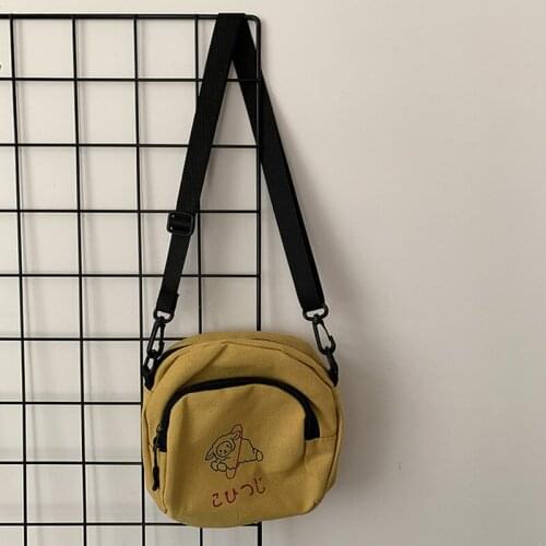 Lovely Women Canvas Shoulder Bag Handbags Korean Mini Student Phone Bag Cartoon Printing Small Crossbody Bags Casual Ladies Flap