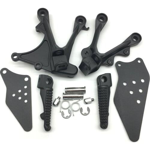 Motorcycle Black Front Rider Foot Pegs Footrest Bracket Fit For Kawasaki Ninja ZX6R 2005-2008 ZX636 2005-2006