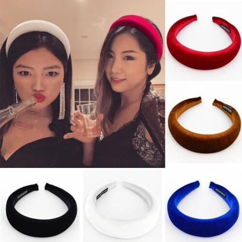 Fashion Thick Sponge Velvet Women Headband Wide Solid Hairband For Girls Party Hair Hoop Turban Female Hair Accessories Headwear