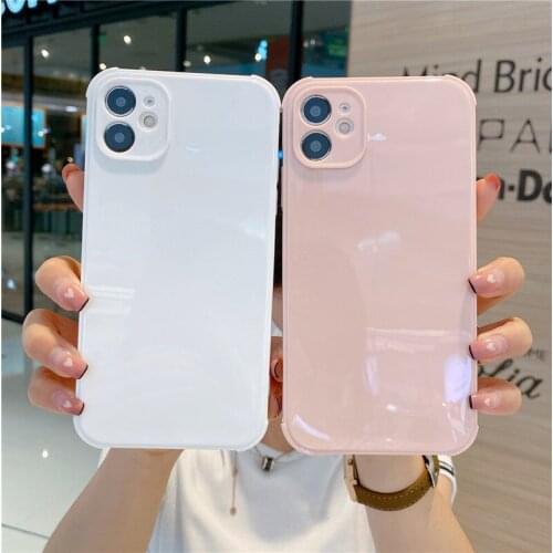 Ottwn Solid Color Phone Case For iPhone 12 Pro Mini 11 Pro Max X XR XS Max 7 8 Plus SE 2020 Shockproof Soft Silicone Back Cover