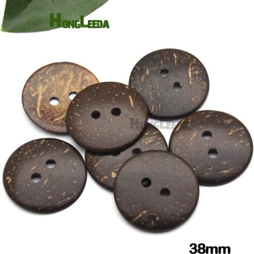 Wholesale 50pcs/lot 38mm 1.5inch 2 hole natural coconut buttons round sewing flatback brown buttons COCO014