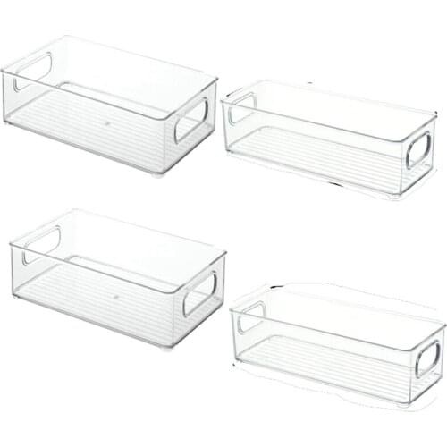 Refrigerator Organizer,Stackable Clear Organizers Bins with Handles,for Kitchen and Cabinet Storage