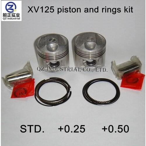 QZ industrial new and high quality a pair kits for YAMAHA motorcycle engine parts STD. +0.25 +0.50 XV125 piston and ring kit