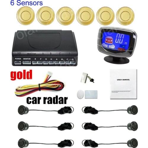 Hot sale 9 colors for option car parking system with 6 sensors for front and rear buzzer alarm LCD display monitor car radar