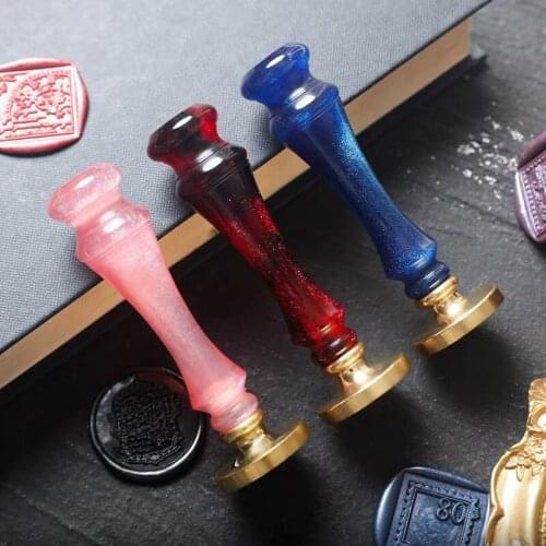 Blue Pink Red Transparent For Wax Seal Stamp Retro Antique Sealing Wax Stamps Handle Wedding Cards Scrapbooking Material