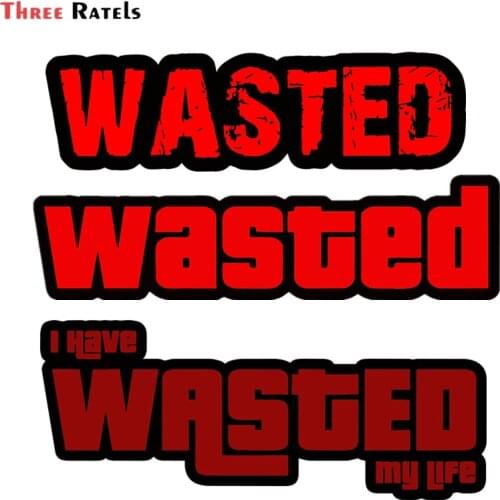 Three Ratels F675 JDM Car Styling Stickers letter WASTED Automobile Motorcycle Helmet Decal