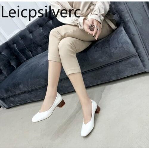 Pumps Spring and autumn new style Square head Shallow mouth Thick heel mid heel Womens single shoe plus size 33-46