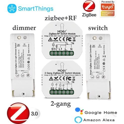 Tuya zigbee 3.0 dimmer zigbee+RF remote switch ZigBee2MQTT setup compatible yandex alice alexa google smart life smartthings app