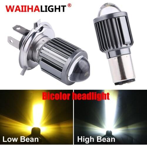 High Power H6 BA20D Motorcycle Led Headlight Bulb H4 HS1 Dual Color Motorbike Front Head Light Electric Bike Light Bulb 12V