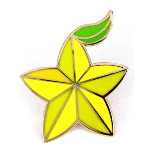 Yellow starfruit brooch slice fruits badge Kingdom Hearts Paopu pin fruitarian gift summer tropical jewelry