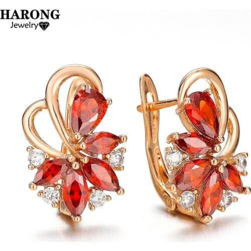 Elegant Flower Stud Earring for Women Fashion Aesthetic Crystal Jewelry Copper Exquisite Natural Zircon Earrings High Quality