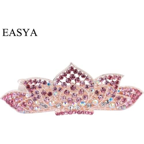 EASYA New Arrival Big Rhinestone Crystal Barrettes Hairpins Blue Pink Purple Hairgrips Hair Jewelry For Women Girls