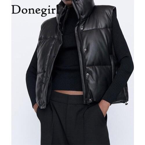 New stand collar cropped vest women zipper pu leather coat elegant spring jacket female doudoune sans manche chaqueta outwear
