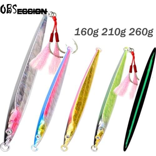 160g 210g 260g Luminous Slow Jigging Lure Japan Laser Fast Fall Metal Jigs Sinking Glow Fish Lure Boat Sea Fishing Hard Bait