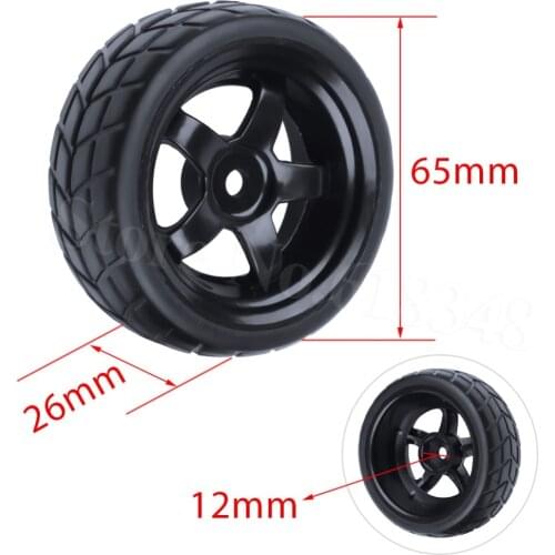 4Pcs 1/10 RC Soft Rubber On Road Tyre & Wheel 26mm Hex 12mm Plastic Foam For Flat Run Model Car