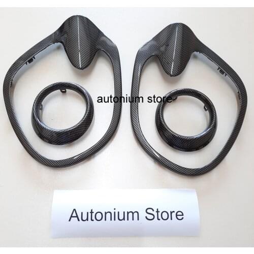 1 Set 4 Pieces Custom Shadow Carbon Look Console Side Air Grill Frame & Speaker Frame for Renault 2012-2019 Clio 4 - Lutecia