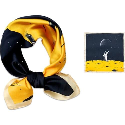 53*53cm Square Scarf Hair Tie Band Party Print Women Elegant Small Vintage Skinny Retro Head Neck Silk Satin Scarf headband