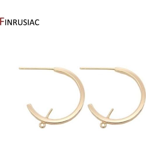 Atmospheric C-Shaped Post Earrings For Women Simple Design Shiny Smooth Clear Charm Earring Fashion Jewelry