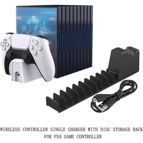 Wireless Controller Single Charger for PS5 Game Controller Single Charger With Disc Storage Rack For PS5 Game Accessories
