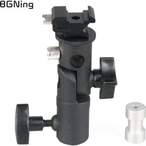 BGNing Universal E Type Metal Flash Bracket Hot Shoe Detachable Rotating Lamp Mount with 1/4" to 3/8" inch Screw Light Stand