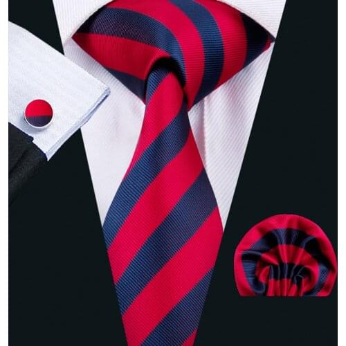 Barry.Wang Brand Men`s Tie 17 Styles Striped Silk Jacquard Woven Classic Necktie Handky Cufflink Set For Business Wedding Party