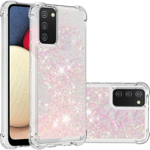 Cute Quicksand Glitter Case For Samsung Galaxy A02S Cases Shockproof Soft Bumper Full Protection Cover For Galaxy A025F Funda