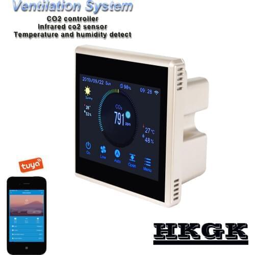 TUYA WIFI Color touch CO2 Gas Analyzer Detector Sensor for Air Control System,Can add RS485 MODBUS module function