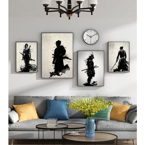 For Living Room HD Home Decoration s And Prints Japanese Samurai Canvas Oil Painting Modern Wall Art Pictures Canvas Print