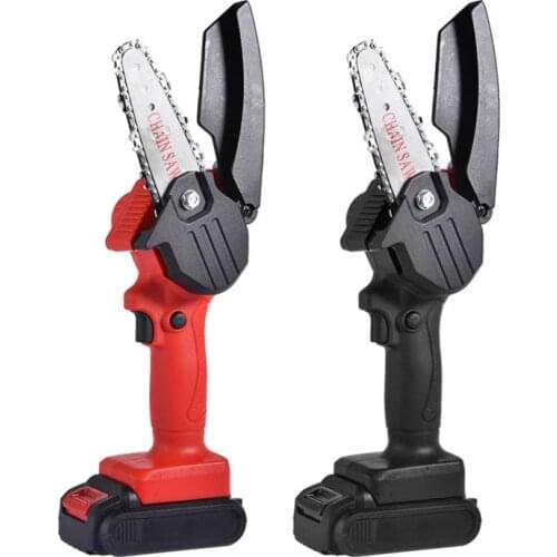 Mini Electric Chainsaw With LED Light Cordless Handheld Pruning Saw Portable Battery Logging Power Tool Home Garden Wood Cutter