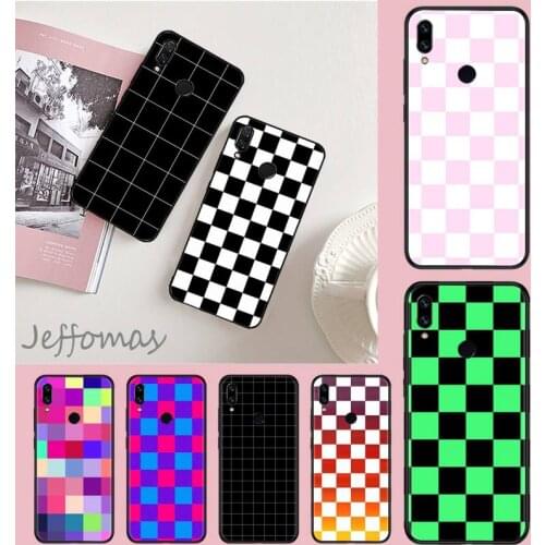 Checkerboard Plaid Checked Checkered Soft Rubber Phone Cover For Xiaomi Redmi 4x 5 plus 6A 7 7A 8 mi8 8lite 9 note 4 5 7 8 pro