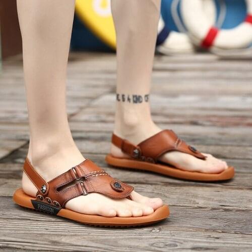 Water leather sandals roman sandles sandalen hollow masculina for schuhe shoes casual beach deportivas couro rubber romanas men