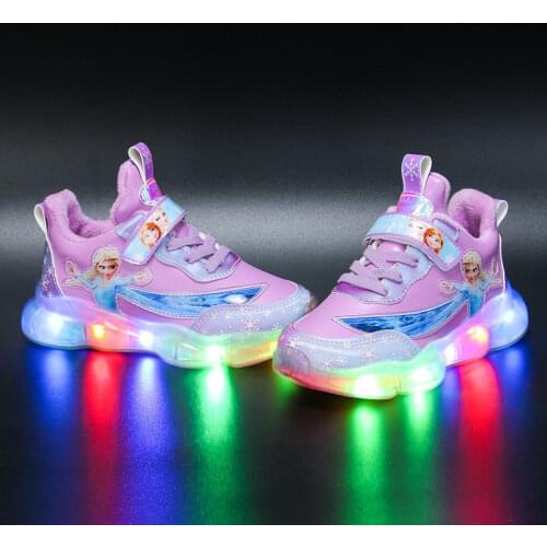 Girls Princess frozen elsa Sneaker Spring Autumn cartoon elsa Anna princess school student Casual Shoes Europe size 22-37