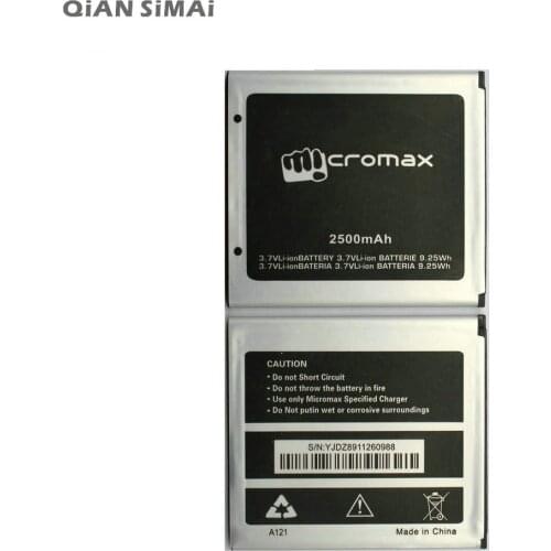 QiAN SiMAi 1pcs 100% High Quality A121 2500mAh Li-ion Battery For Micromax A121 Mobile phone + Tracking Code