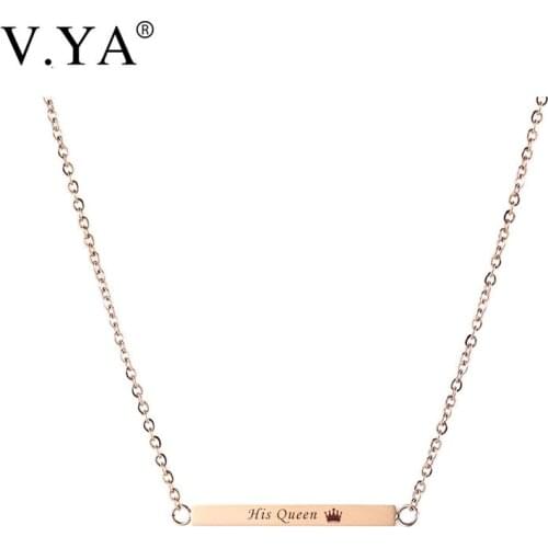V.Ya Fashion Name Necklaces Rose Gold Color Stainless Steel Women Engraved Customize Necklaces Gift For Christmas Drop Ship
