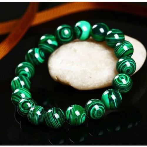 Fashion Green Malachite Men Bracelets And Bangle For Women Crystal Charm Bracelet Buddhist Beads Birthday Gift 10mm
