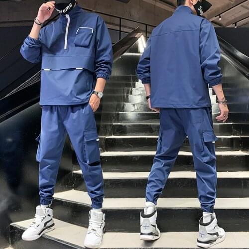 Men Tracksuit Solid color Mens Jacket And Pants Sweatsuits Mens Clothing Set