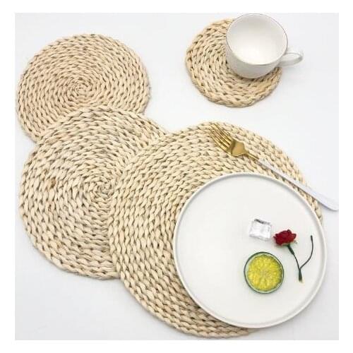 11cm 15cm20cm25cm corn fur woven table mat anti-hot insulation anti-slip handmade coasters